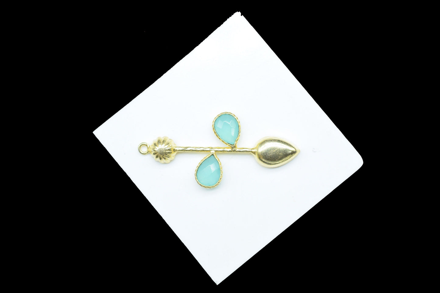 Aqua Chalcedony Teardrop Faceted Bezel Connector,Aqua Chalcedony Earring,Jewelery Supply,Aqua Chalcedony Pendant Charms,Brass Frame Gemstone