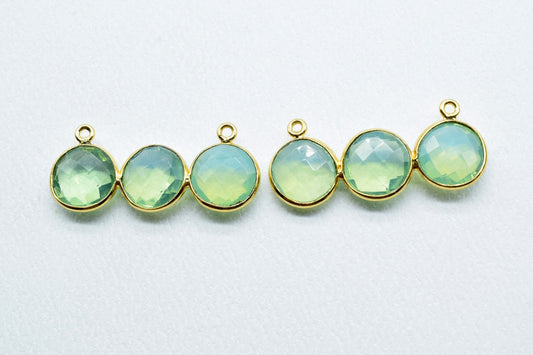 Green Opalte Jewelry component,Attached Bezel Earring,Green Pendant,Green Earring,Jewelry Making Supply,Gold Plated Bezel Set Double Bail
