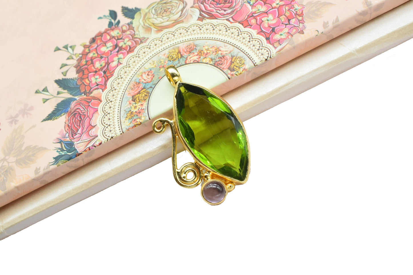 Peridot Designer Pendant Charm,Brass Pendant,Handmade Craft,Marquise Pendant Jewelry,Gemstone Pendant,Statement Pendant,August Birthstone