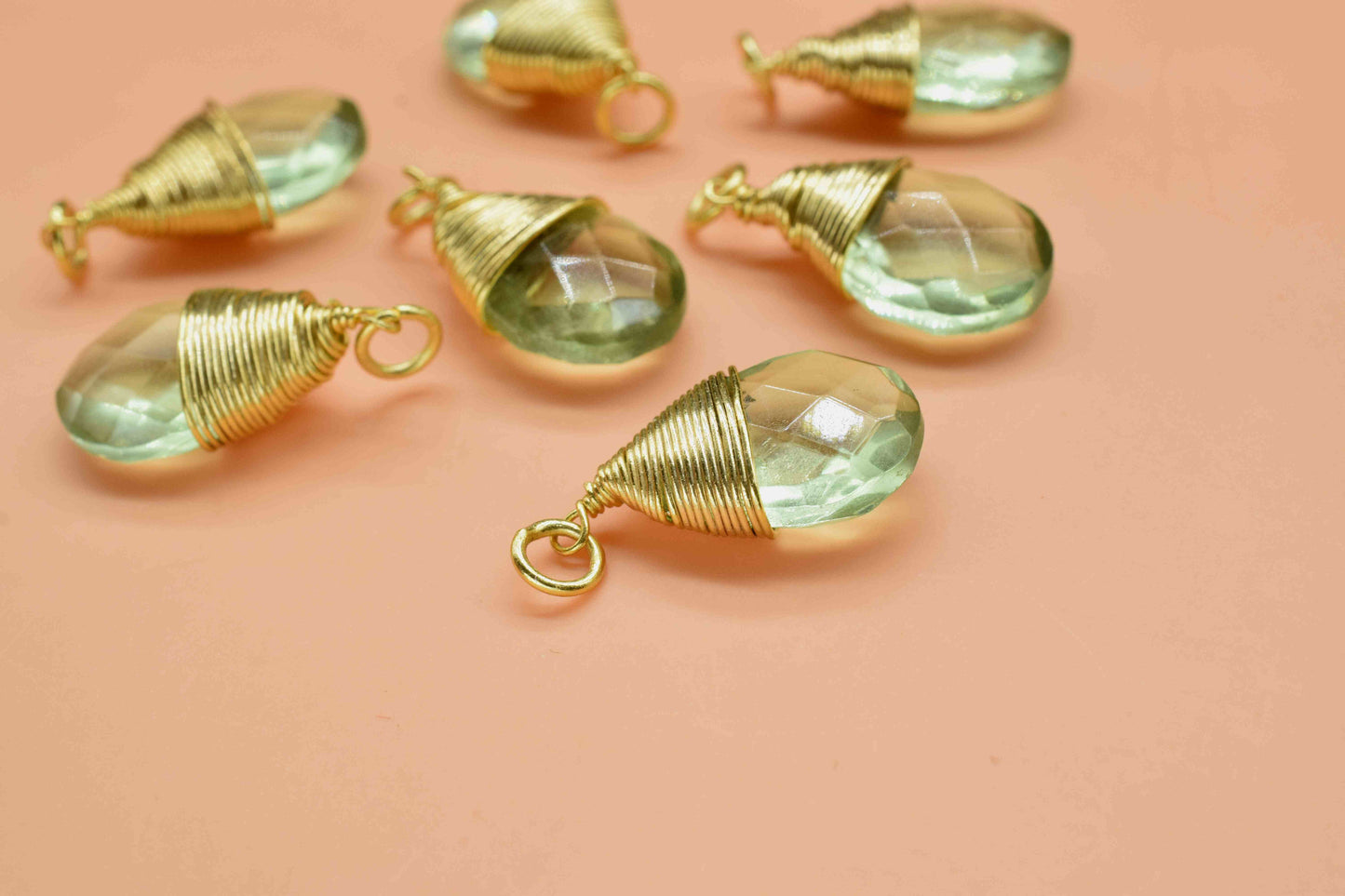 Green Amethyst Faceted Connector,Gemstone Wire Wrapped Pendant,Loop Connector,Pendant Jewelry,Wire Wrapped Necklace,Green Amethyst Jewelry