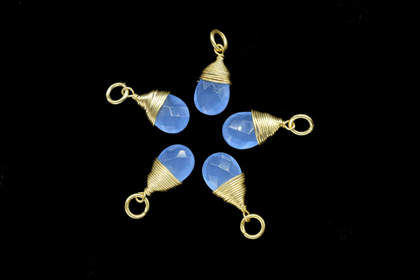 Blue Chalcedony Faceted Connector, Loop Connector, Pear Pendant Jewelry, Gemstone Wire Wrapped Pendant,Wire Wrapped Necklace,Blue Jewelry