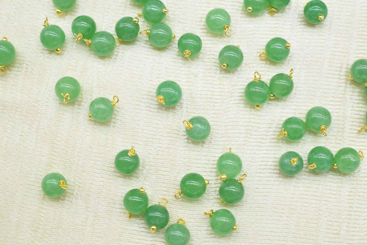 Green Jade 6mm Round Smooth Beads/Earring Component/Green Jade Single wire wrapped Beads/Round Beads Connector/Gemstone Beads/Gift