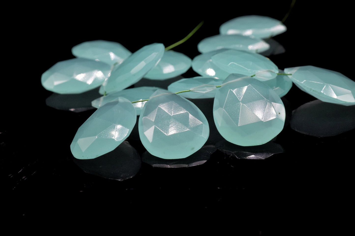 Aqua Chalcedony 15x20m Drop briolettes,Side drilled Briolette,Chalcedony Pear Shaped Faceted Briolettes,Chalcedony fancy briolettes,jewelry