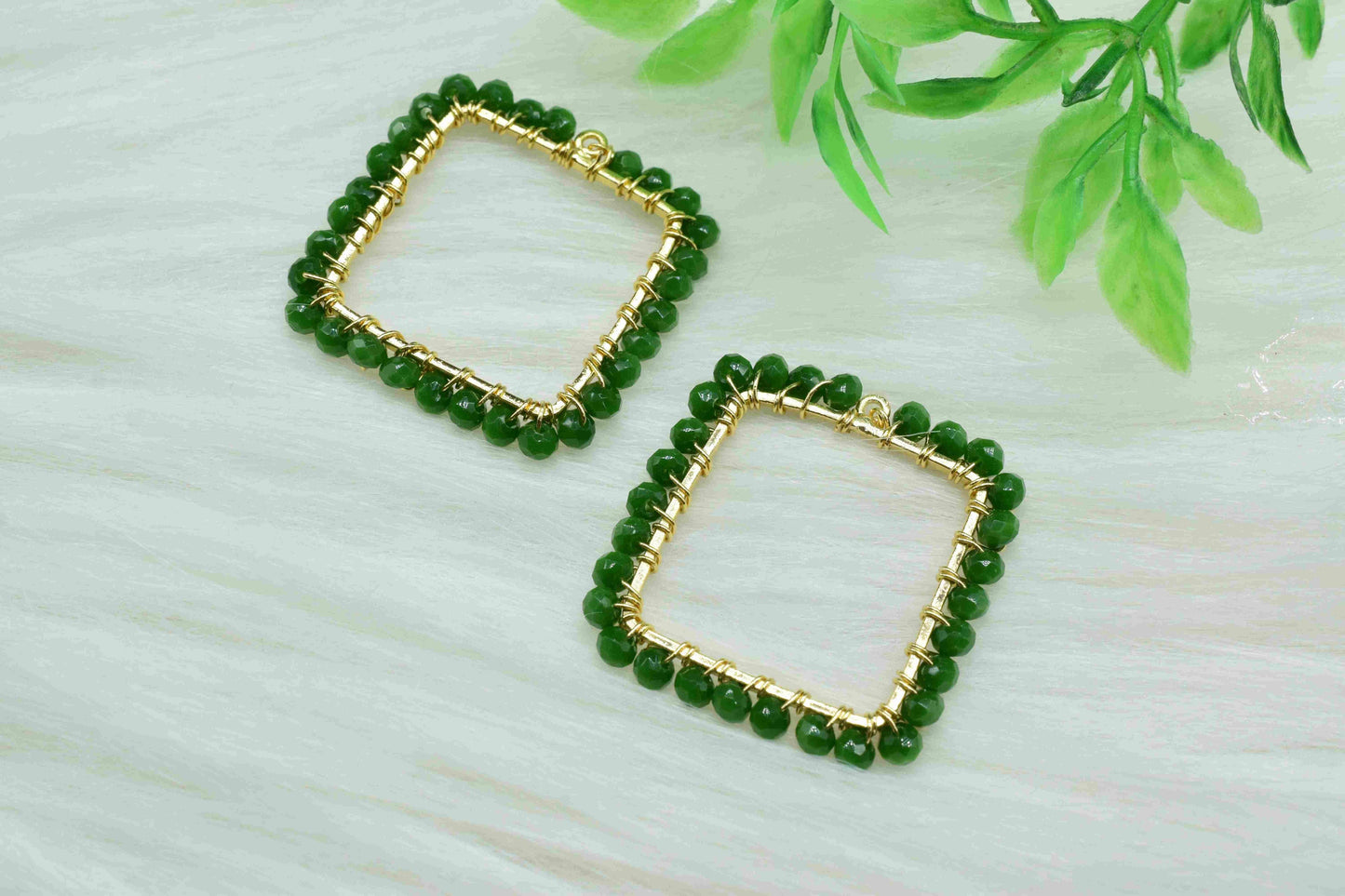 Emerald Quartz Wire Wrapped Dangle Connector,Gemstone Component,Handmade Earring,Finding Necklace Component Jewelry,Beaded Earring Connector