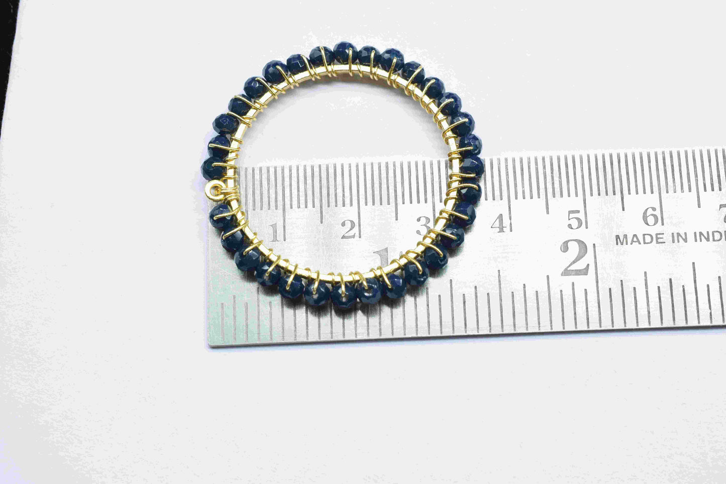 Blue Agate Wire Wrapped Dangle Connector,Circle Pendant Components,Handmade Earring,Beaded Hoop Earring,Finding Component Blue Agate Jewelry