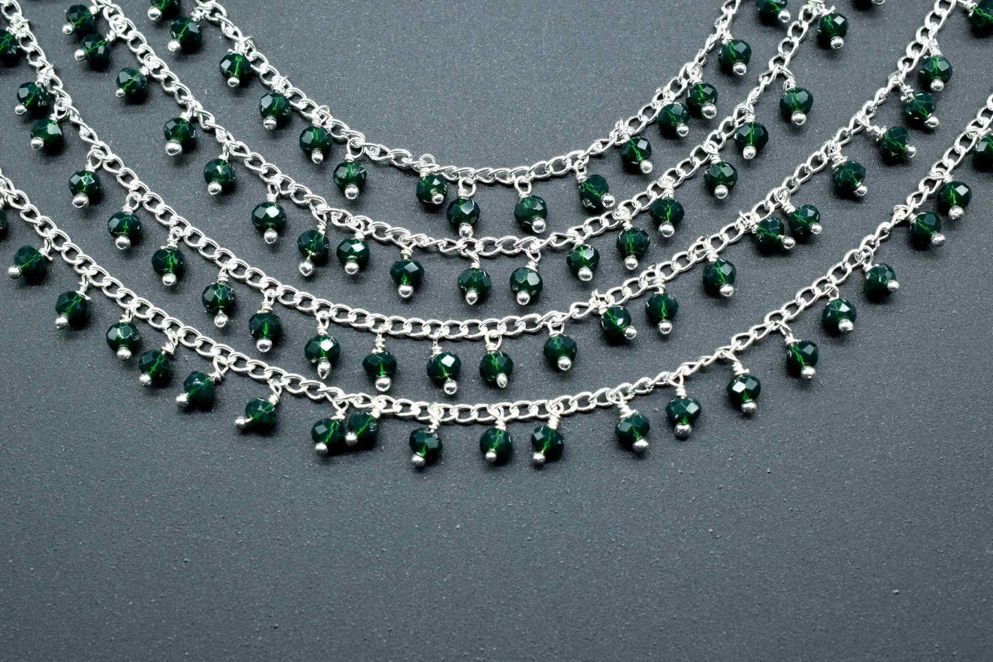 Emerald Quartz Cluster Rosary,Emerald Faceted Rosary Chain,Emerald Dangling Rosary,Unqiue Rosary,Wire Wrapped Jewelry,Beads Rosary Chain