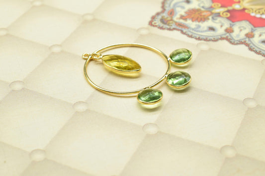 Citrine Dangle Component Earring,chandelier Earring,Green Amethyst Earring,Connector jewelry,Gemstone Component,Finding Round Earring,Gift