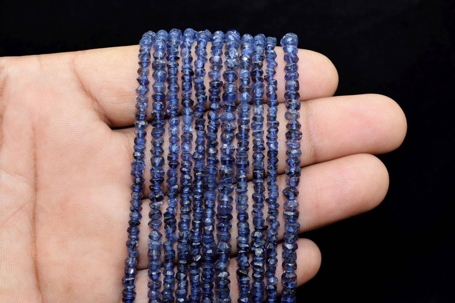 Blue Iolite Beads - Full Strand 13" - 3mm to 5mm Rondelle Beads -Faceted Beads -Small Blue beads,Iolite Faceted Rondelle Beads, iolite beads