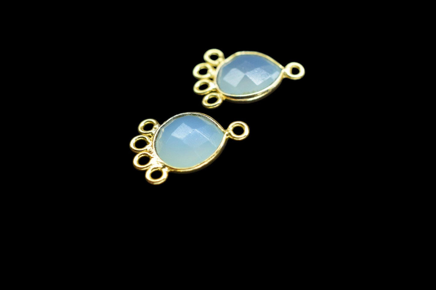 Aqua Chalcedony Heart Shape Pendant/Gold Plated Charms Jewelry/Handmade Connector Jewelry/Connector Charms/Station Bezel Link Supplies/Gift