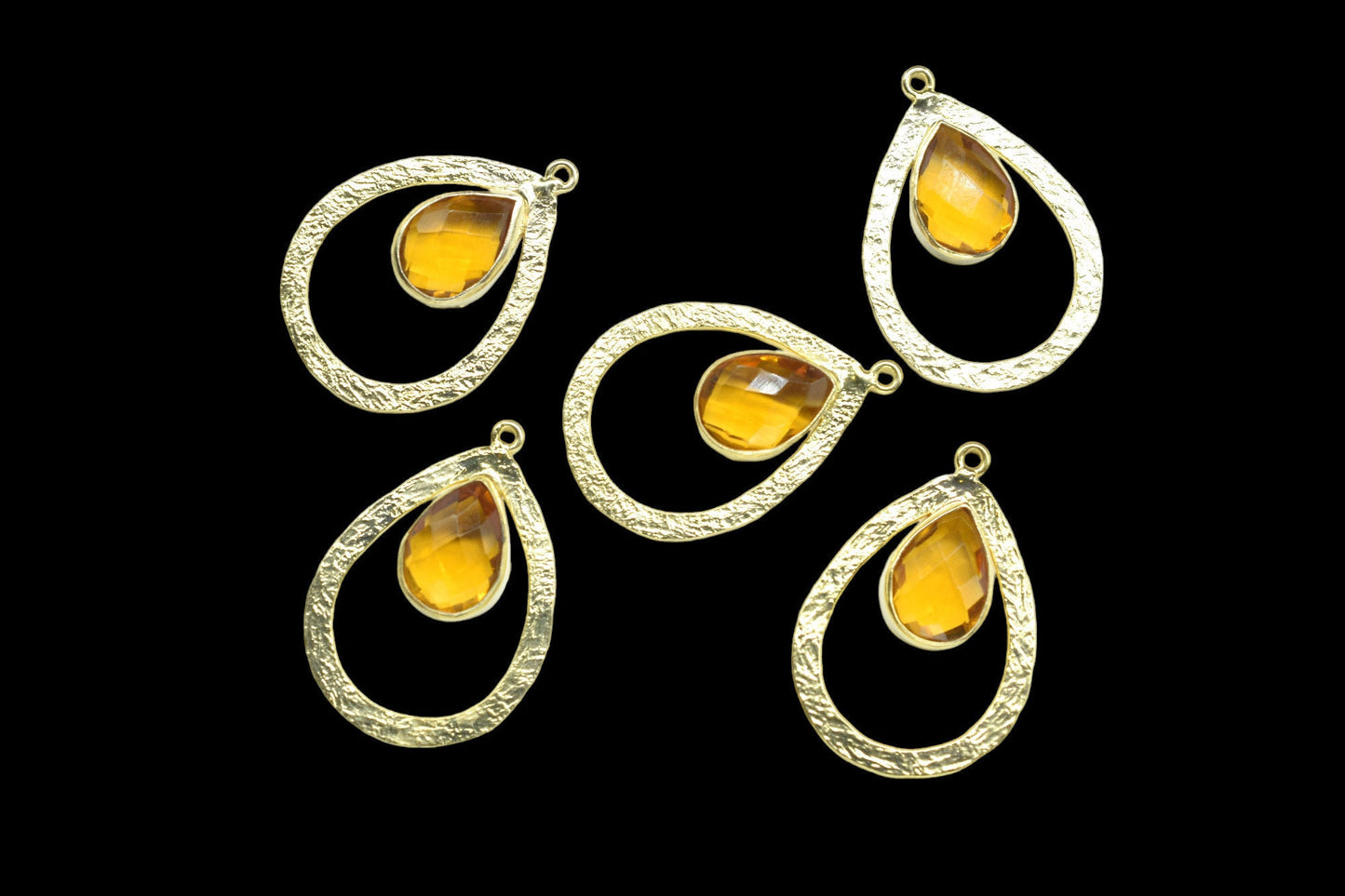 Citrine Gemstone Pendant/Pear Shape Pendant/Bezel Pendant/Jewelry making Stone/Gold Plated Jewelry/Citrine Connector Jewelry/Handmade/Gift