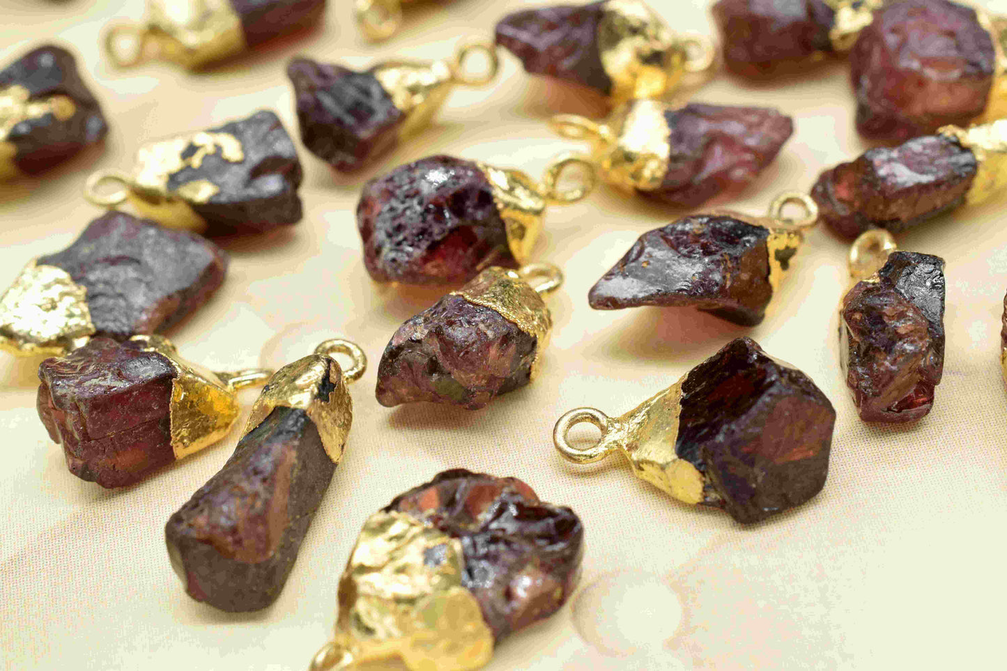 Garnet Gemstone Pendant,Rough Stone Connector,Electroplated Single Bail Garnet Jewellery,Rough Stone Necklace,October Birthstone Necklace