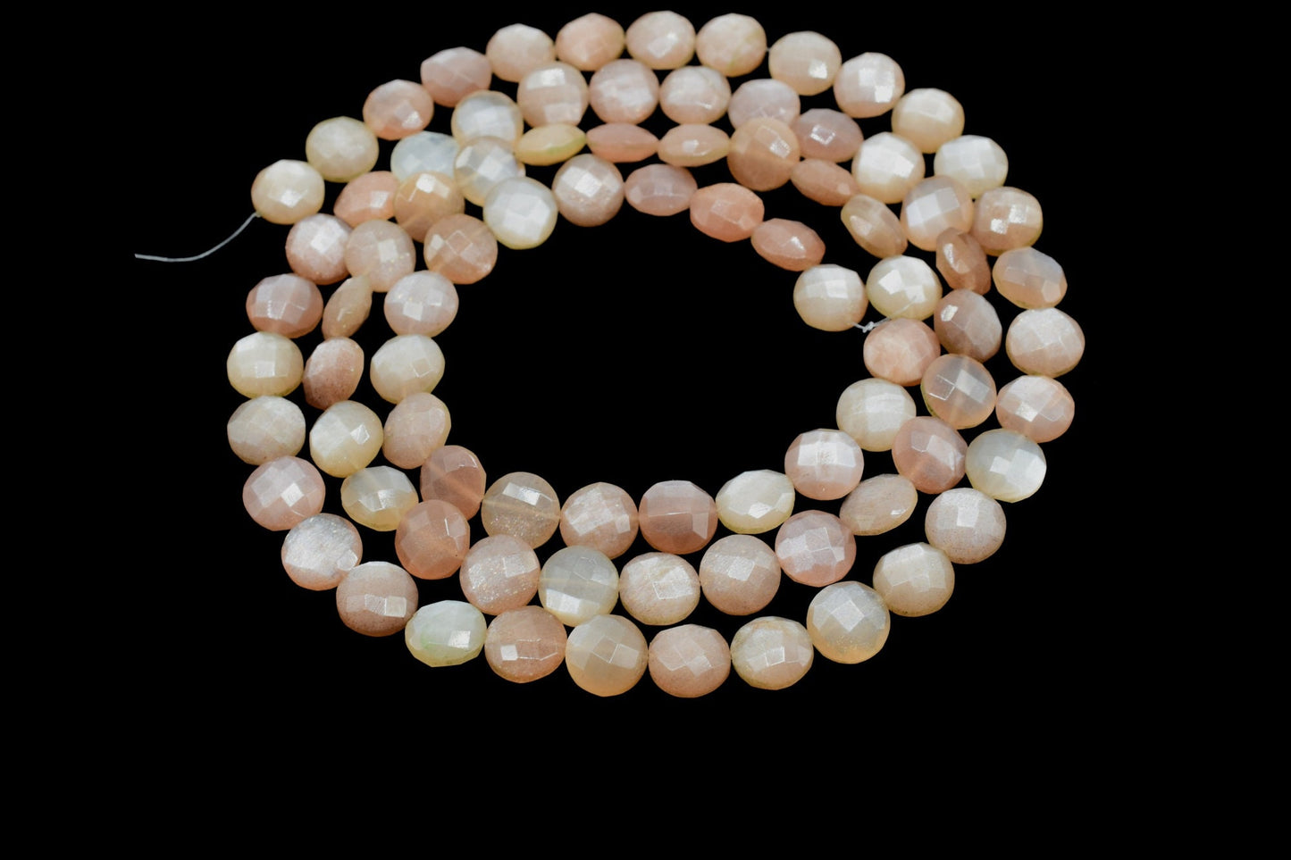 Peach Moonstone 8mm Coin Beads ,Faceted Gemstone Coin beads, Jewelry Supplies,Peach Moonstone Faceted Coin,Faceted Coin Shape Beads,Gemstone