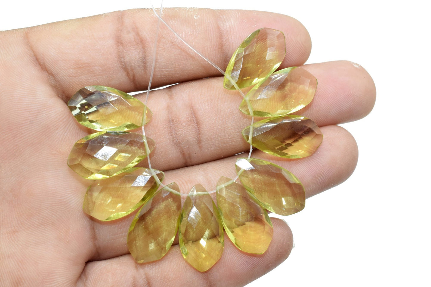 Yellow chalcedony Pear 10x20mm Briolettes,Yellow chalcedony briolettes,Yellow chalcedony Faceted Briolette,chalcedony Briolette 9 Pc pack,