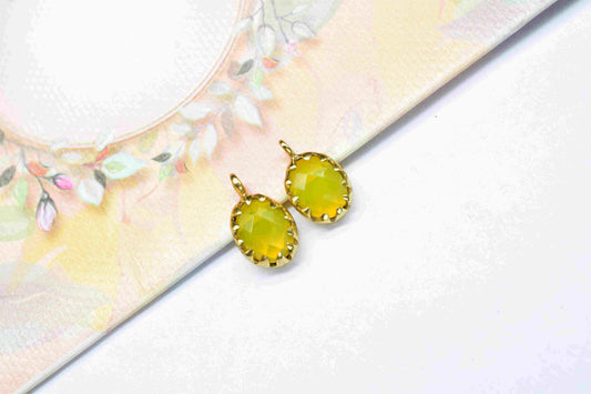 Yellow Opal Prong Connectors,Single bail connector,Yellow Opal Pendant Jewelry,Handmade Gemstone Bezel Link,Tiny Yellow Opal Bezel Pendant