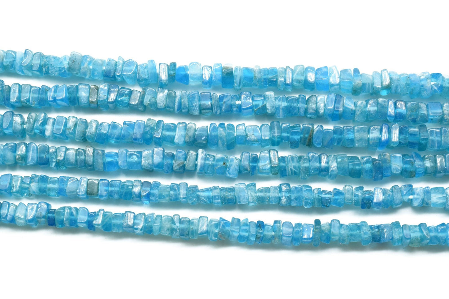 Natural Neon Apatite Heishi Square Beads 4 to 6 MM Size AAA Quality 16"inch Long Strand Square Heishi Beads Apatite Gemstone, Apatite Bead