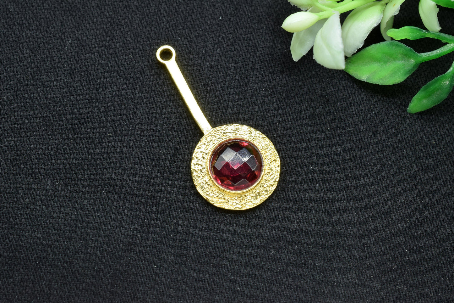 Pink Tourmaline Pendant , Pink Tourmaline  Gemstone Handmade Pendant ,Single Bail Checker Cut Gemstone Connector, Gold Plated Connectors
