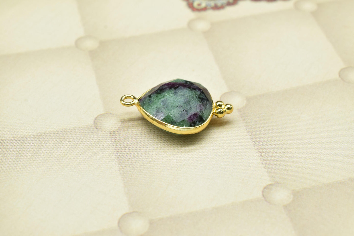 Ruby Zoisite Faceted Connector,Ruby zoisite Single Bail Connector Pendant Jewelry,Zoisite 14mm Heart Shape Checker Cut Pendant jewelry,Gift