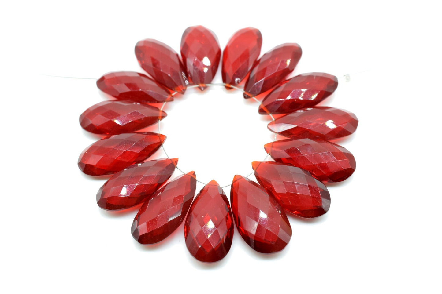 Garnet Faceted 12x24mm Pear Shape Briolettes,Garnet Pear Shape Beads,Long Pear Shape Briolettes,Red Gemstone Briolettes,Long Teardrop Beads