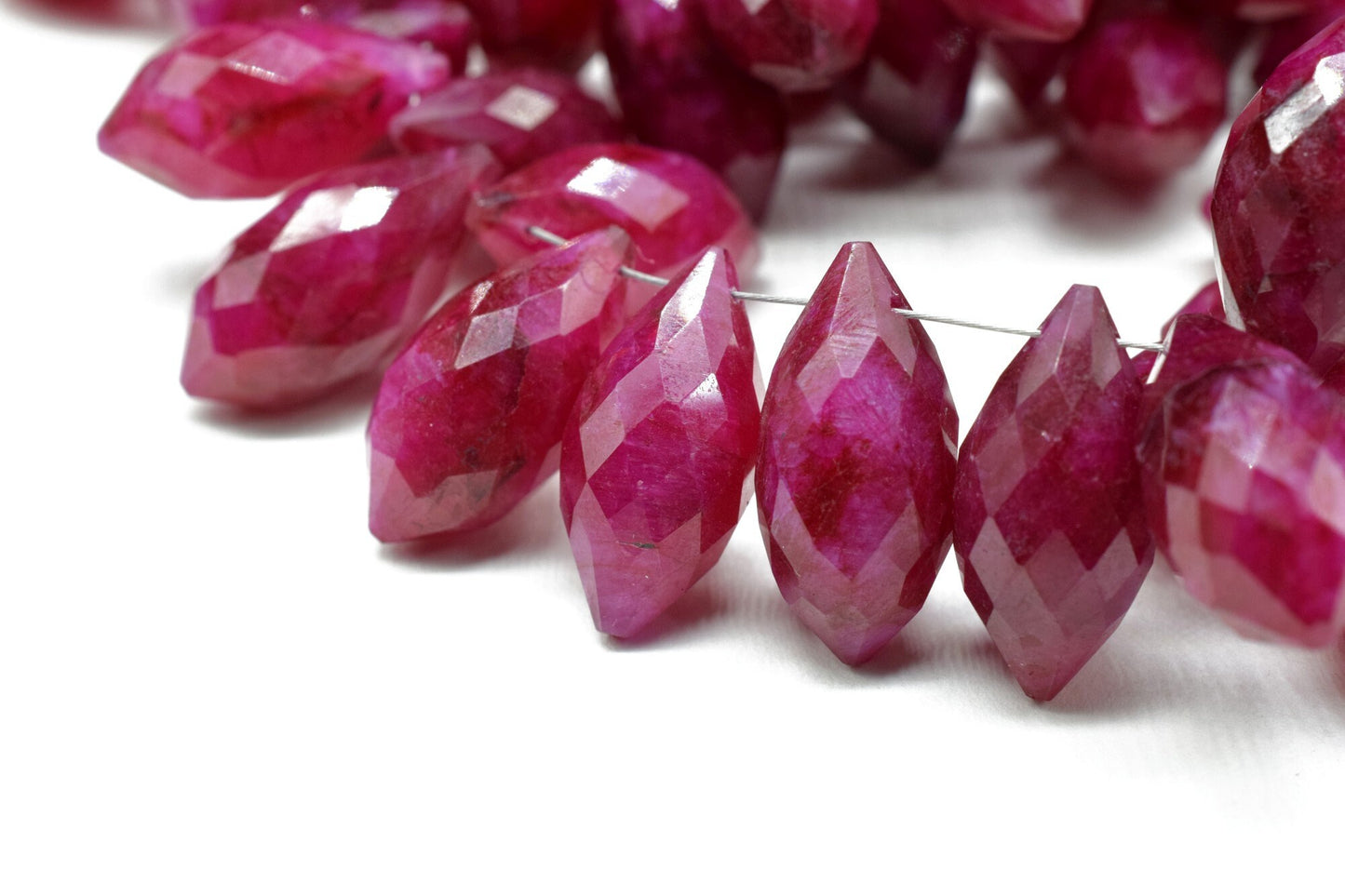 Ruby 10x25mm dew drop faceted beads,Fancy Cut Dew Drop Foxtail Briolette,Foxtail Briolette,Gemstone Dew Drop Beads,Ruby drops,Ruby jewelry