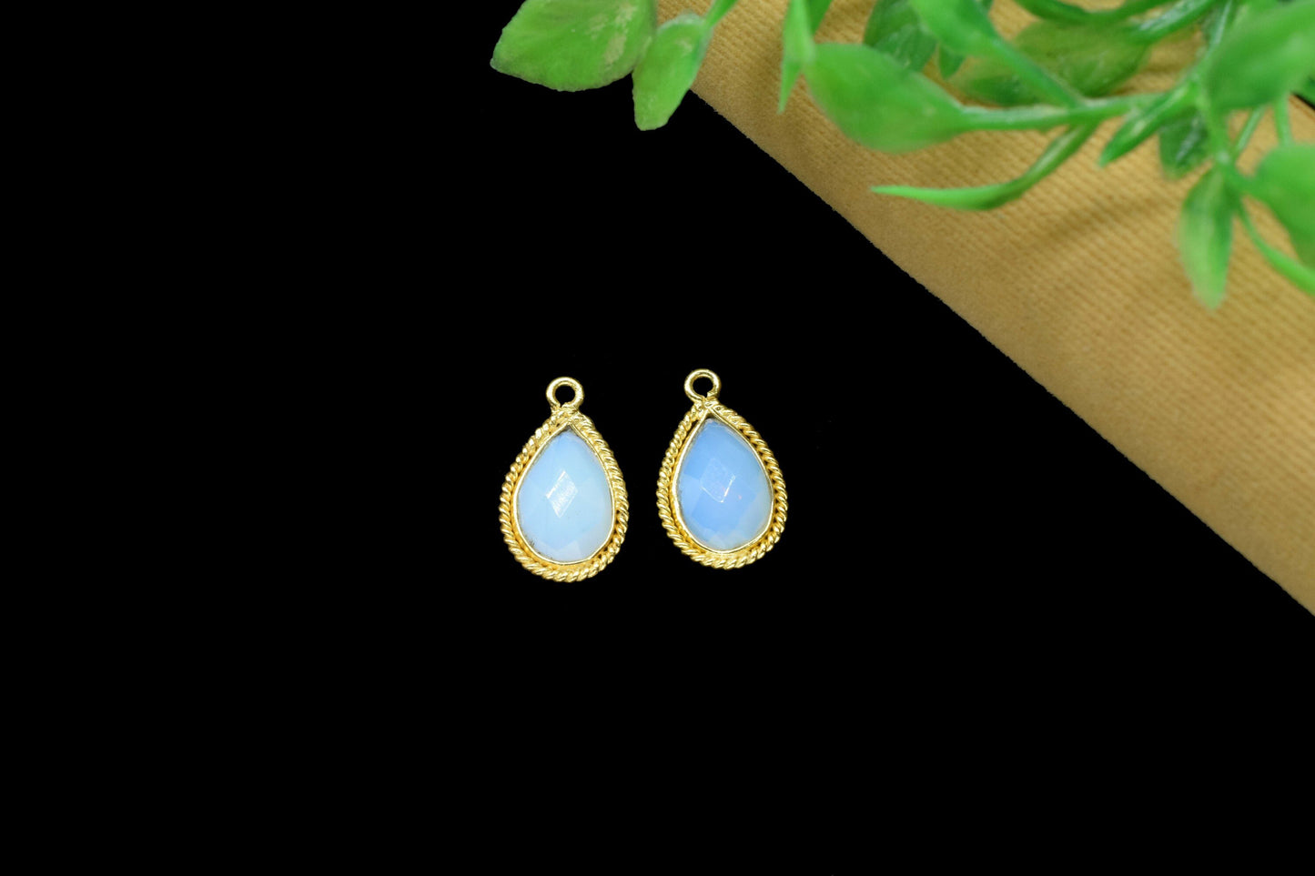 Opalite Connector Charms Pendant,Opalite Gold Plated Single Bail Pendant,Opalite Gemstone Faceted jewelry,Opalite 10x14mm Pear shape charm