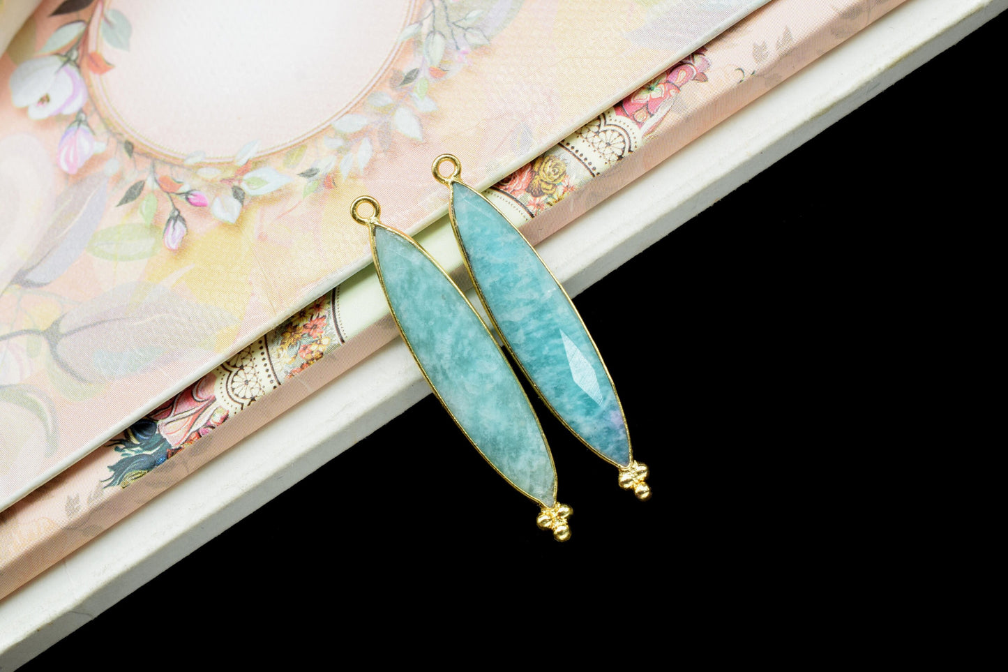 Amazonite Gemstone 7x34mm Marquise Shape Single Bail Pendant Jewelry,Amazonite Gold Plating Jewelry,Amazonite Gemstone Faceted Pendant,Gift