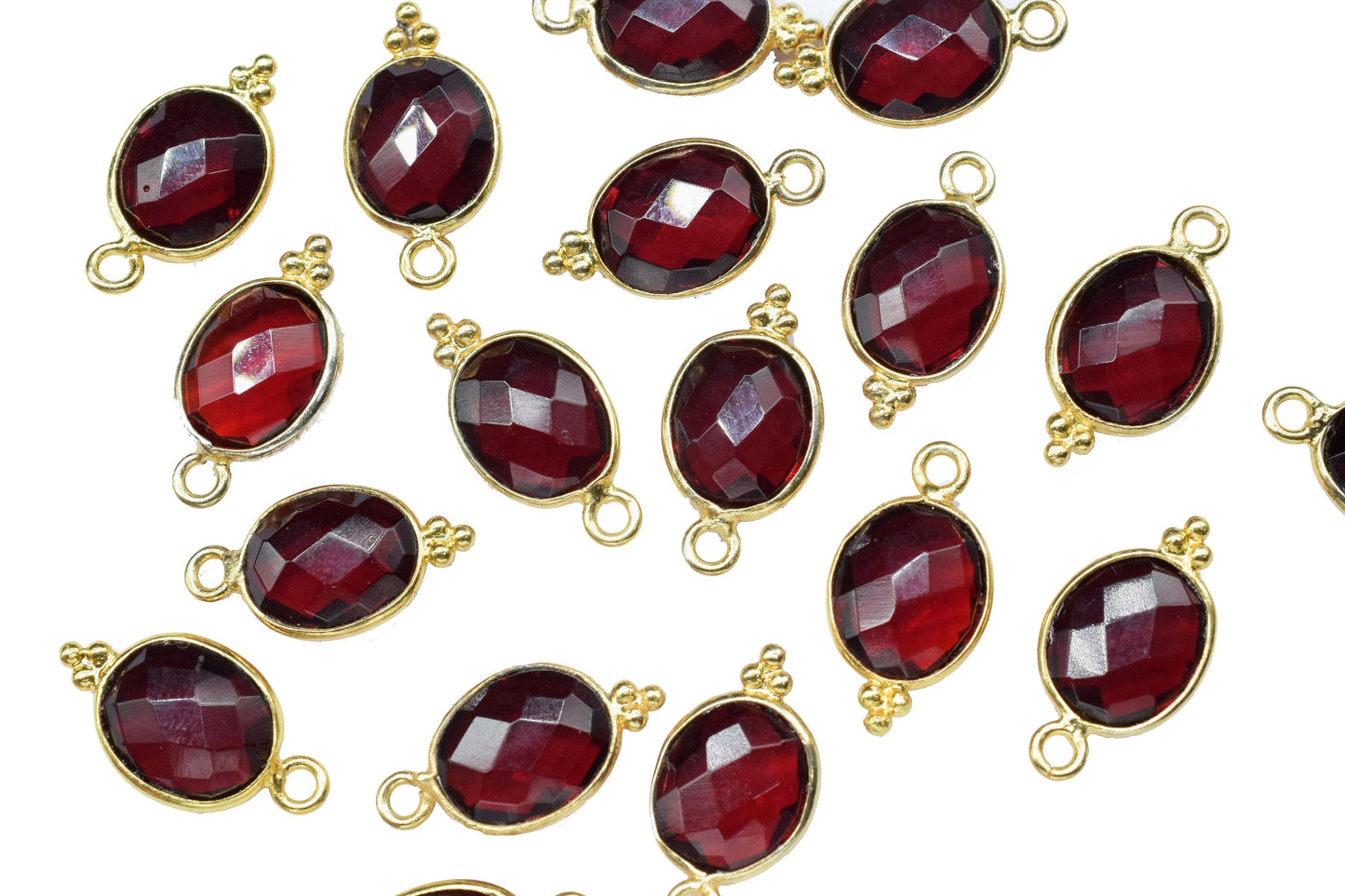 Garnet Gemstone 8x10mm Oval shape charm,Garnet Gold Plated Single Bail Pendant,Garnet Gemstone Faceted jewelry,Garnet Connector Pendant,Gift
