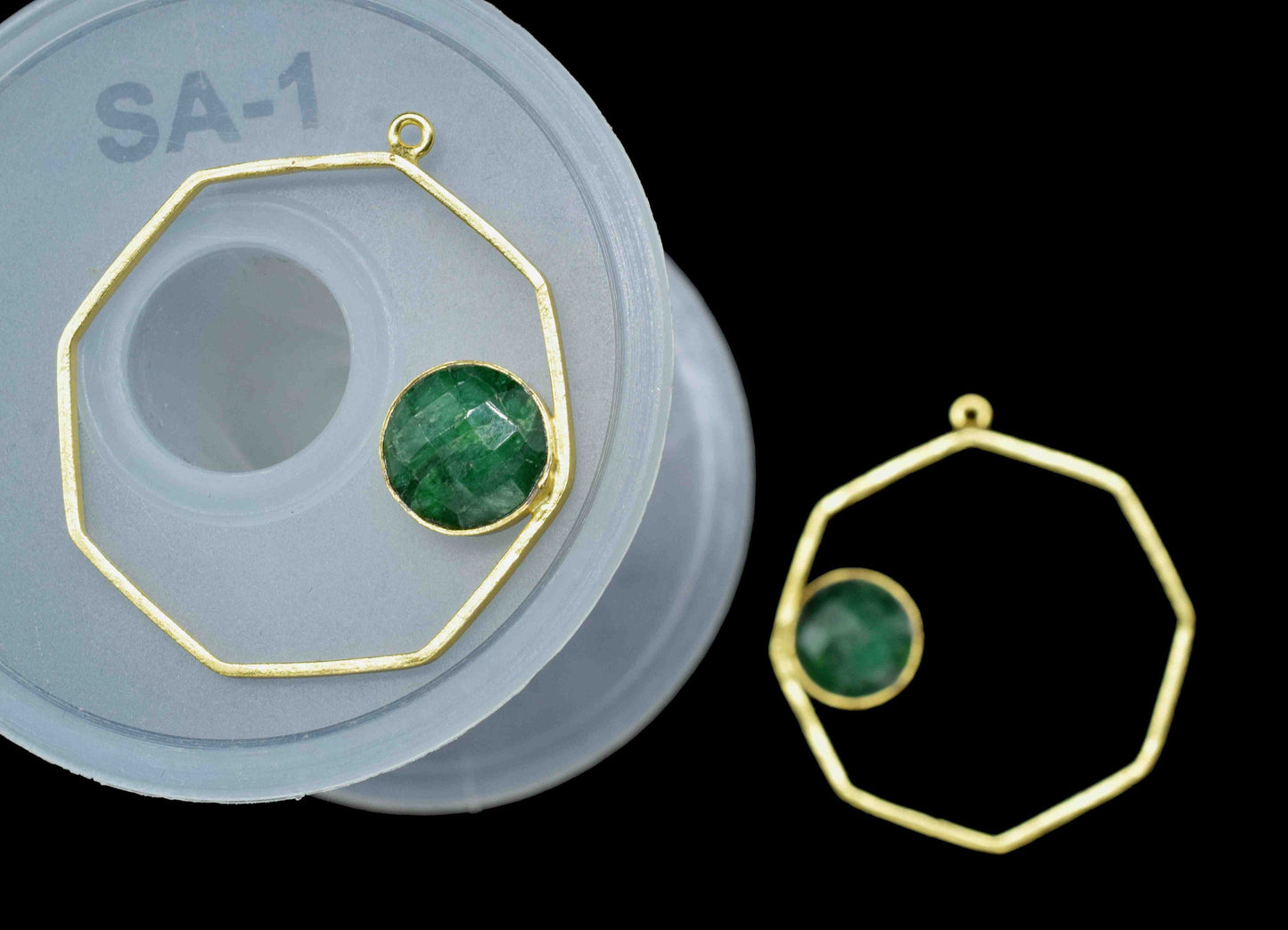 Emerald Gemstone Component, Emerald 10mm Round Shape Component, Gemstone Earring, Finding Hexagon Shape Necklace,Component Jewelry,Connector