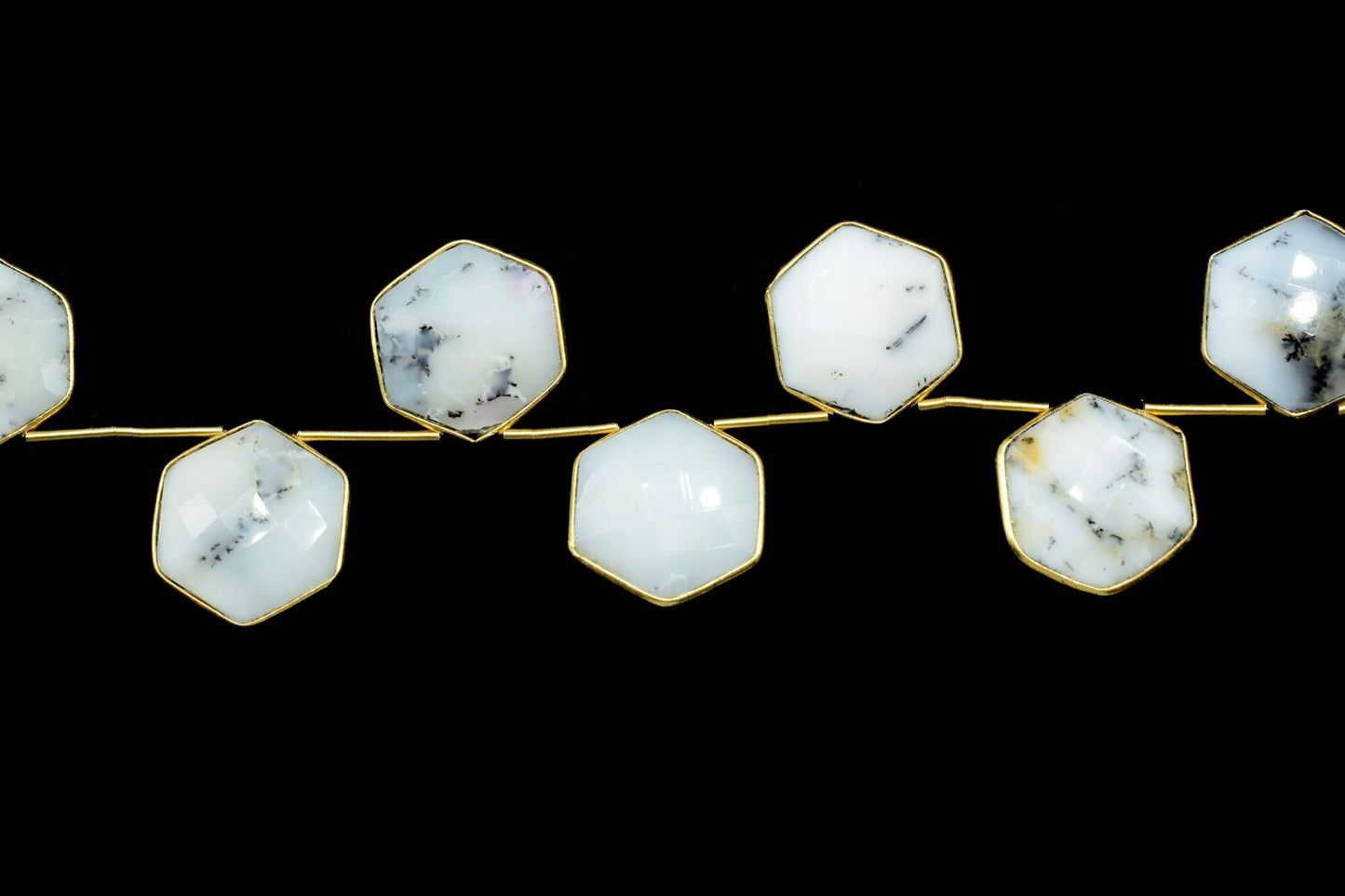 Dendrite Opal 15mm Hexagon shape charms 10 pieces strand pack,Dendrite Opal side drilled charms, bezel,Gemstone Hexagonal Charm,Jewelry