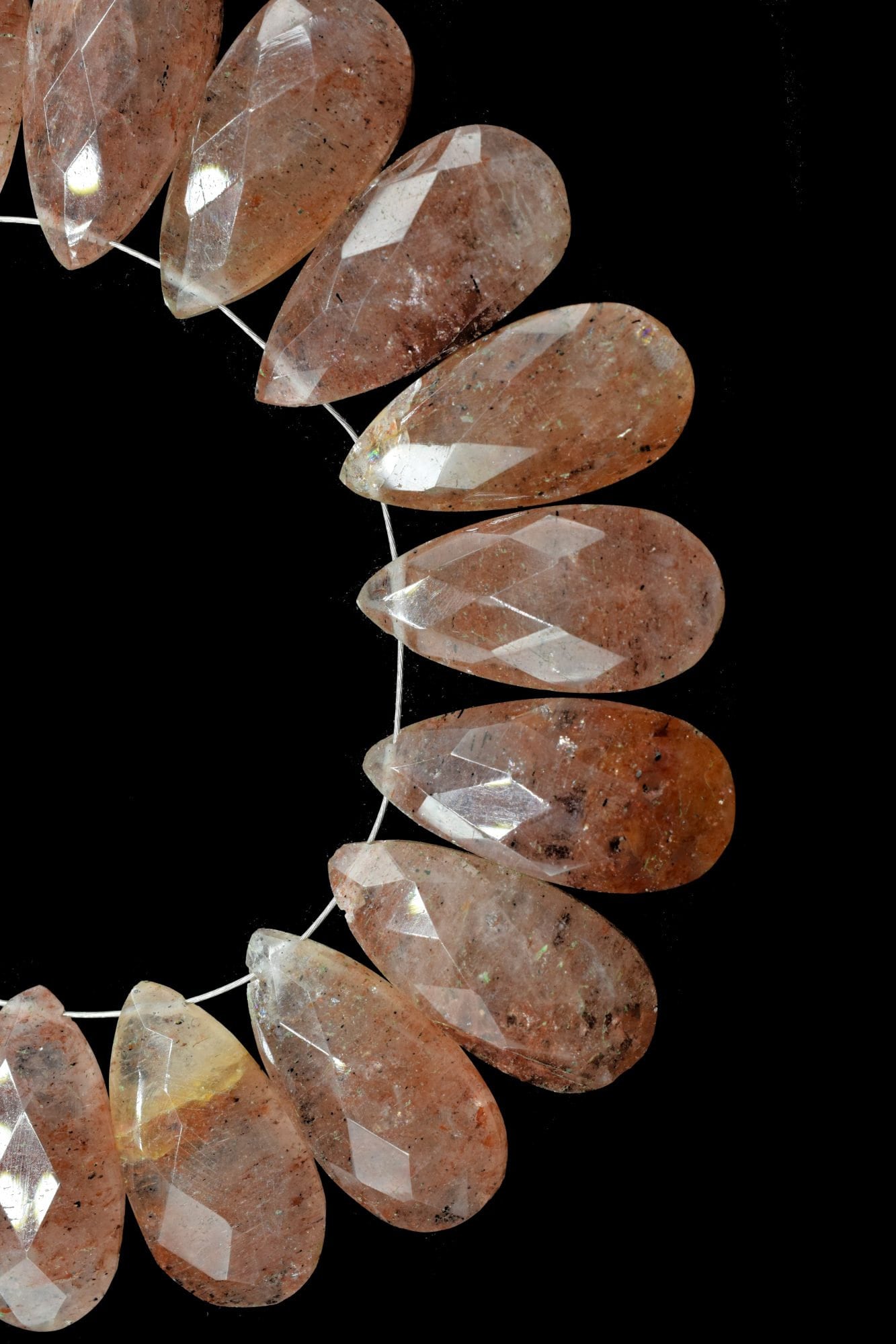 Natural sunstone 10x18mm Faceted Pear Shape Briolettes,Pear Shape Beads,sunstone Quartz Beads,Jewelry Making Supplie,Gemstone Pear Beads