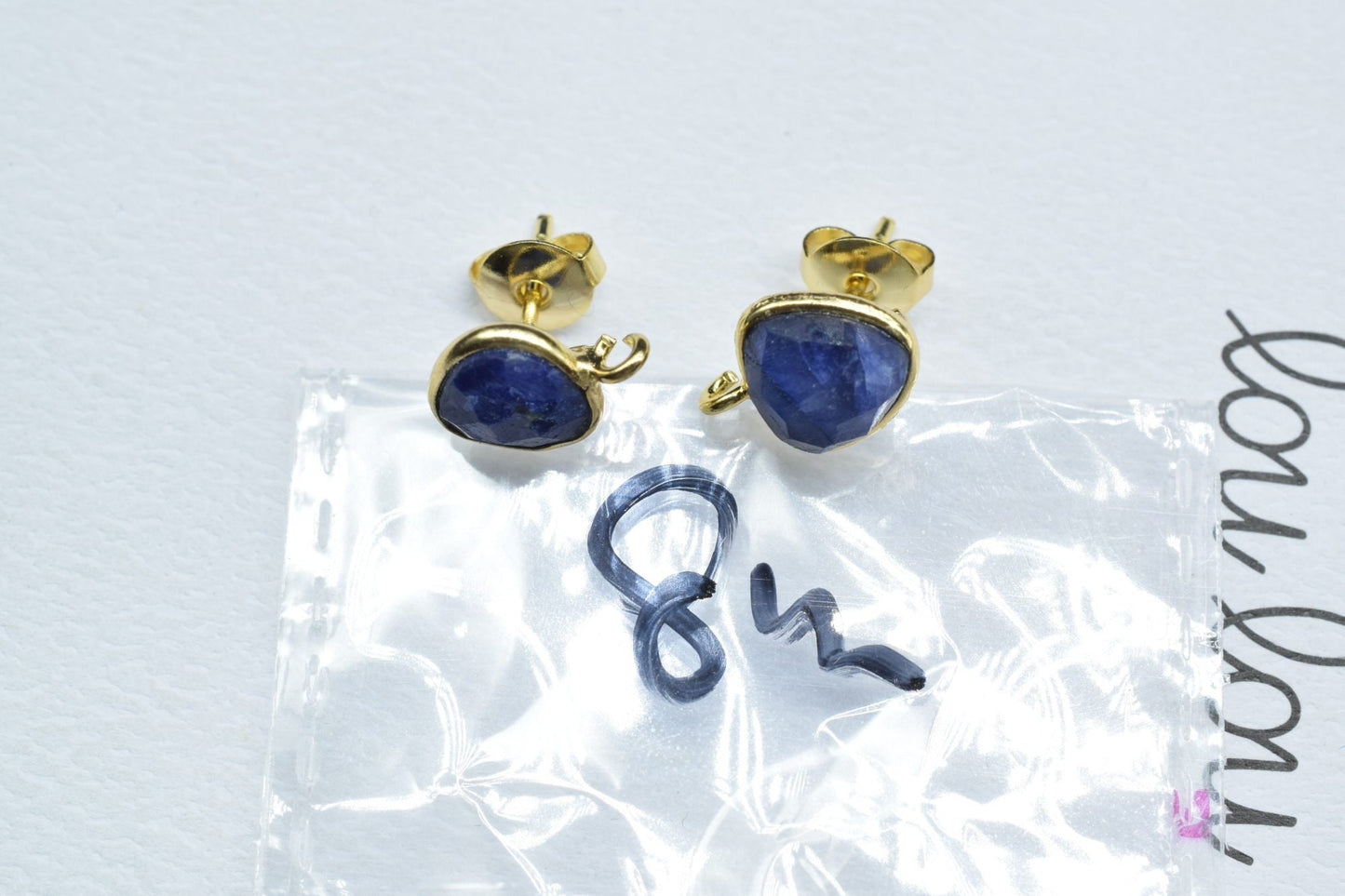 Natural Sapphire 8mm Heart Shape Connector Post Stud,Jewelry Making Supply,Single Loop Gemstone Earring Connector,Earring Making connector