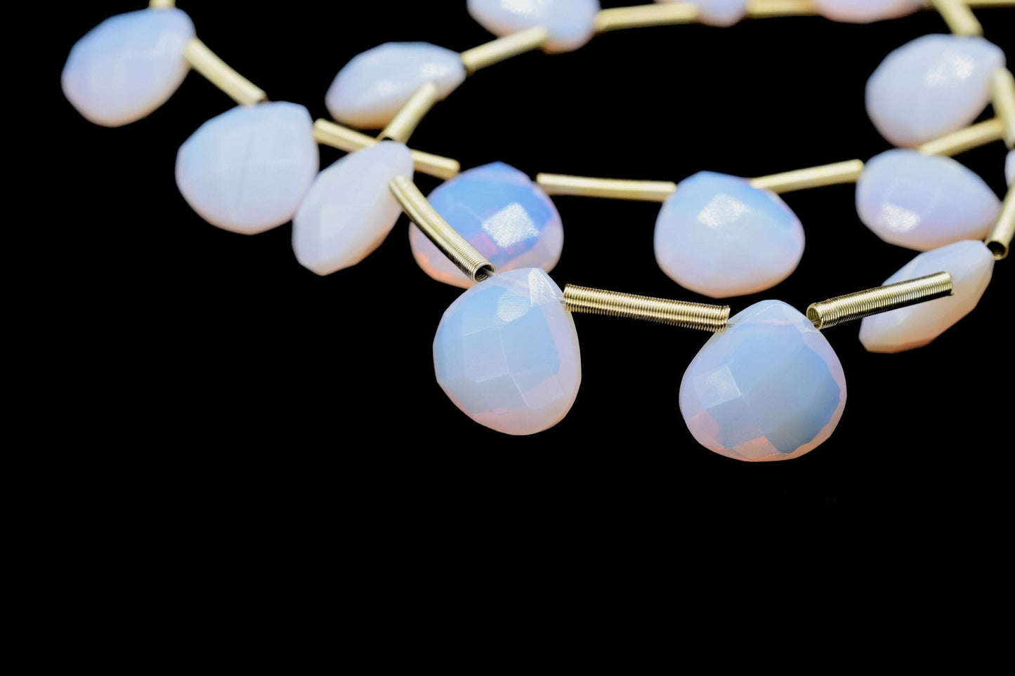 Pink Opal Faceted Heart Shape Briolettes,Opal Gemstone Heart Beads,Pink Opal 9 inch strand,Jewelry Making Supplies,Pink Opal Heart jewelry