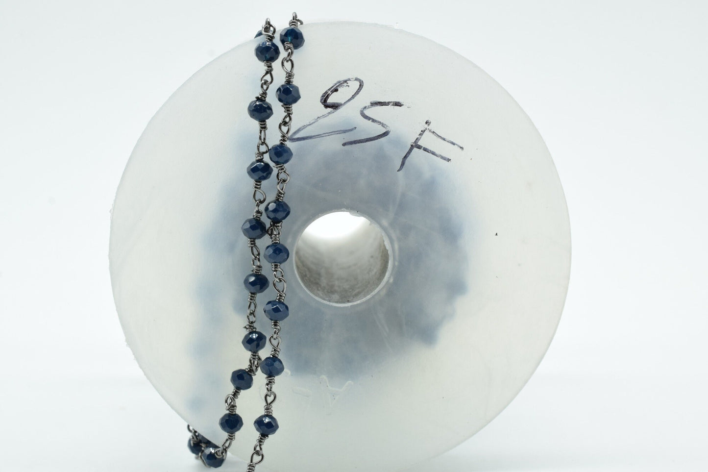 Blue Agate 3mm Beaded Chain,Blue Agate Rosary Chains,Blue Agate Black rhodium Wire Wrap Chain,Brass chain,Jewelry Making Chain,Rosary chain