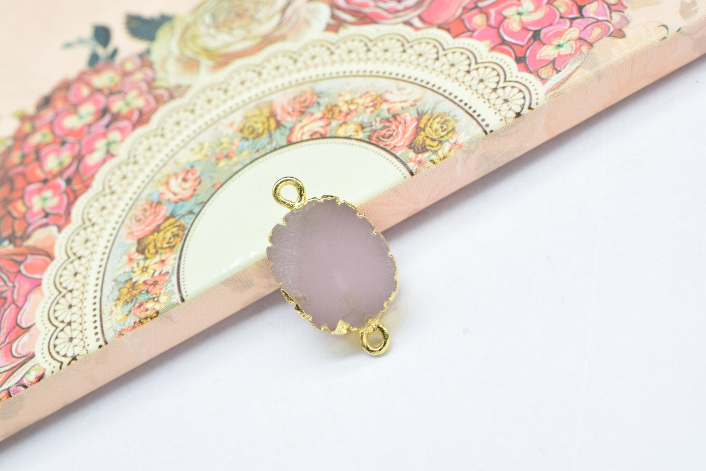 Rose Chalcedony Pendant,Gemstone Electroplated,Pendant Jewelry Making Supply,Double Bail Connector,Handmade Cabechon Pendant Charm necklace