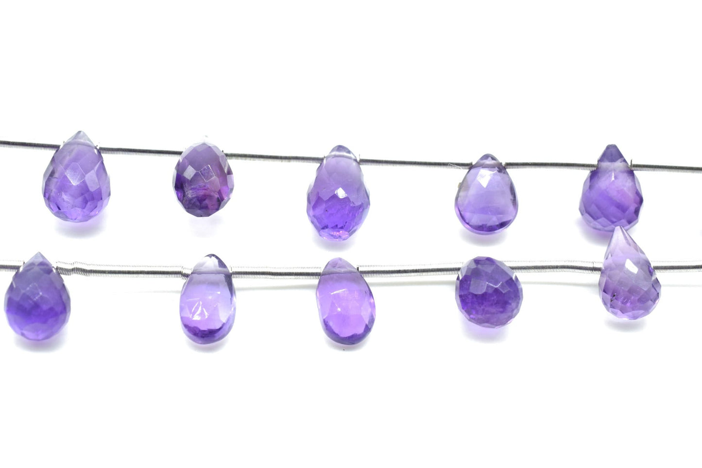 Amethyst Drop Shape Briolettes,Amethyst spiky teardrops,Genuine Amethyst-Faceted Pear Shape Briolette,Amethystx 6x8 &7x10mm TearDrop shape