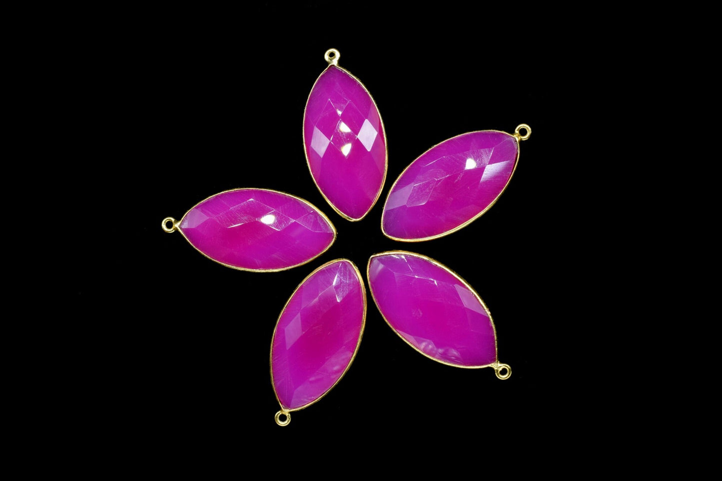 Hot Pink chalcedony 15x30mm Marquise shape pendant,chalcedony Bezel,Handmade Bezel,Gold-Filled bezel,Chalcedony charms, Gold Plated bezel