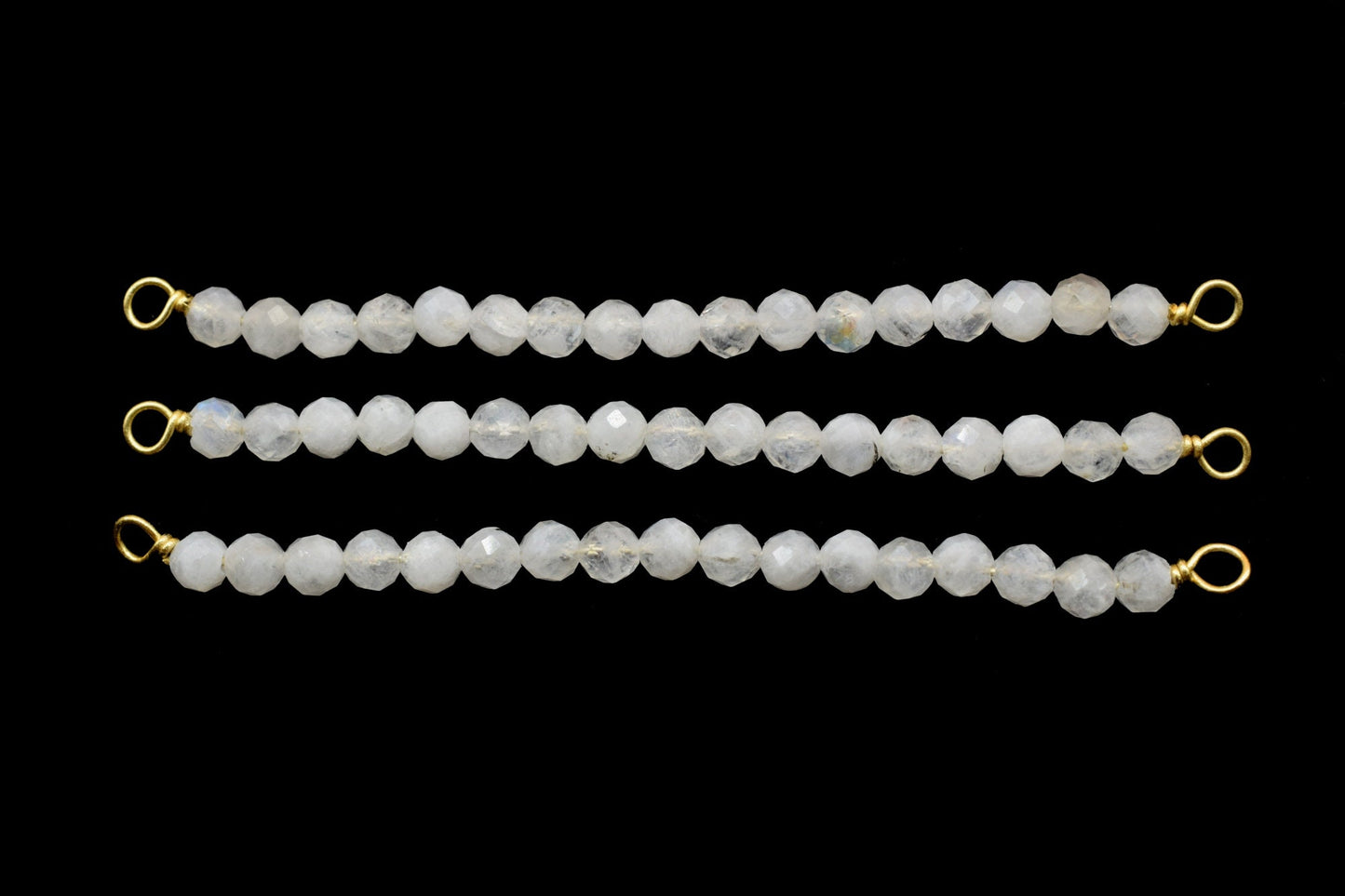 Moonstone Bar Pendant,Double Loop Connector,Wire Wrapped Beads Pendant,3mm Moonstone beaded Pendant,Double Bail,Necklace Making Supply,Gift