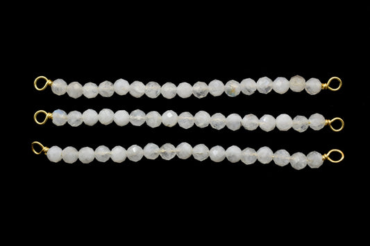Moonstone Bar Pendant,Double Loop Connector,Wire Wrapped Beads Pendant,3mm Moonstone beaded Pendant,Double Bail,Necklace Making Supply,Gift