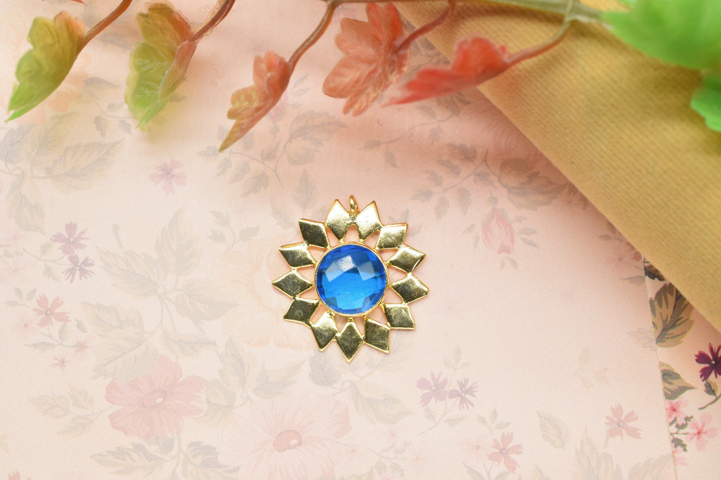 Handmade Flower Pendants,Star Findings Pendant Charms,Gemstone Beads Jewelry,Station Bezel Link,Craft Supplies,Single Bail Connectors,gift