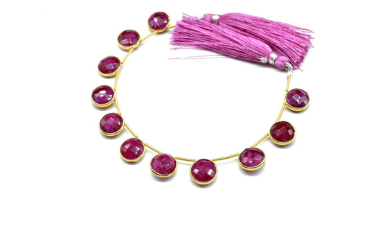 Ruby 10mm Faceted Round Shape charms ,Ruby Faceted Gemstone JewelryMaking Component,Ruby charms,Brass charms,Ruby jewelry