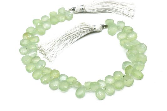 Prehnite Faceted Pear Shape,7x10 mm Prehnite teardrop,Prehnite Briolette,Green Prehnite beads,Prehnite pear shape strand,braclet making bead