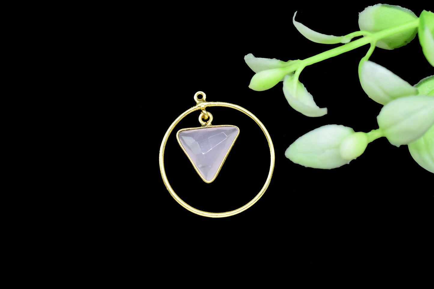 Handmade Triangle Bezel Pendant,Finding Round,Gemstone Circle Components,Beads Pendant Jewelry,Components Dangle Earring,Station Link Supply