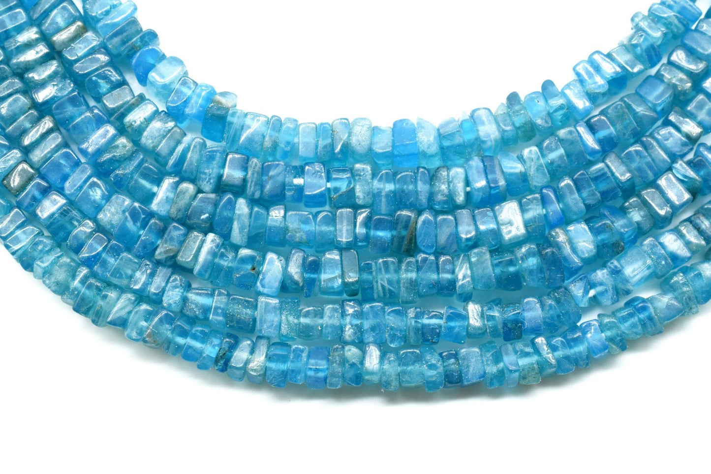 Natural Neon Apatite Heishi Square Beads 4 to 6 MM Size AAA Quality 16"inch Long Strand Square Heishi Beads Apatite Gemstone, Apatite Bead