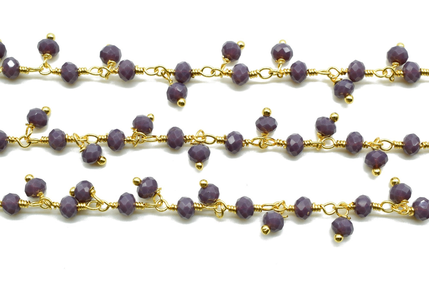 Purple Chalcedony Cluster Rosary Chain,Handmade Jewelry Making Wire Wrapped Beaded Chain By Foot, Necklace, Chalcedony CLUSTER Rosary chain