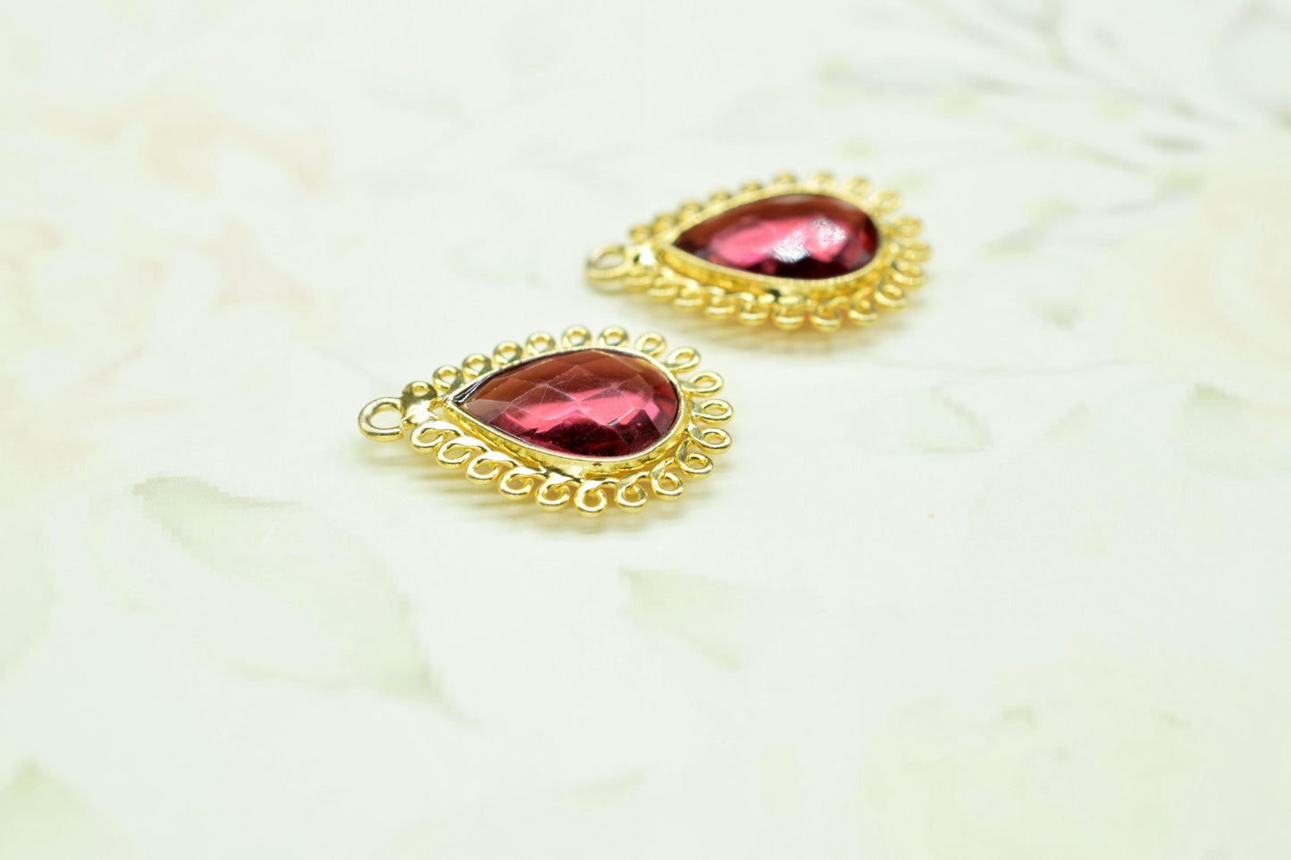 Pink Tourmaline 10x14mm Teardrop Charms,Gemstone Teardrop Bezel Charm,Handmade Pendant connectors,Single Bail Pendant,Boho Necklace Pendant
