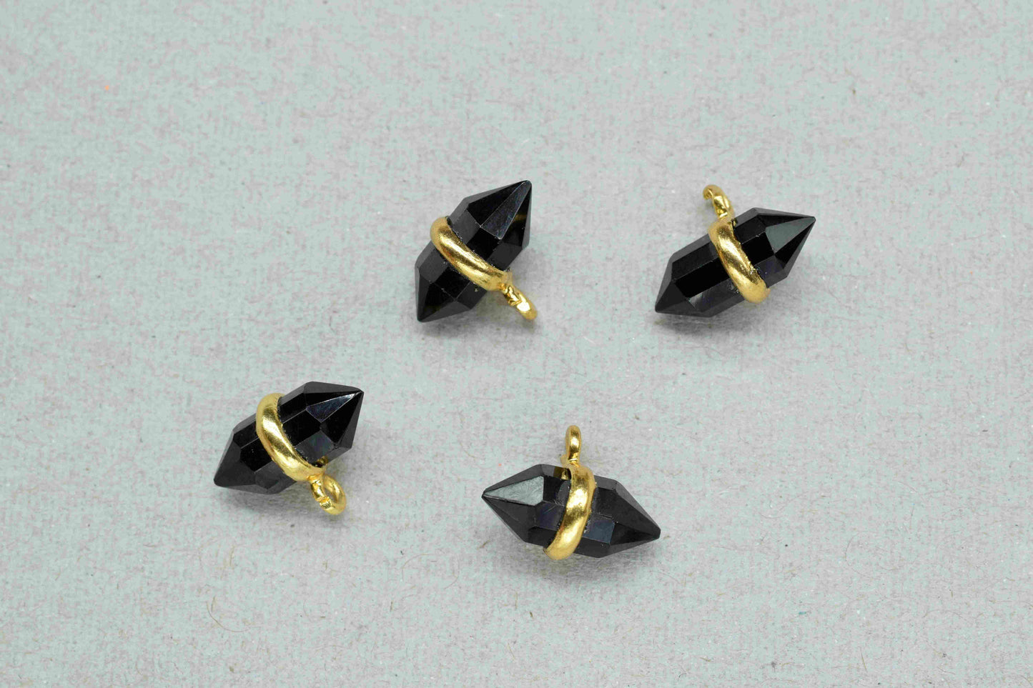Natural Black Onyx Double Point Pendant Gold Necklace,Black Onyx 5x12mm Point Shape Pendant,Onyx Necklace, Gemstone Point, Onyx Pendant,Gift