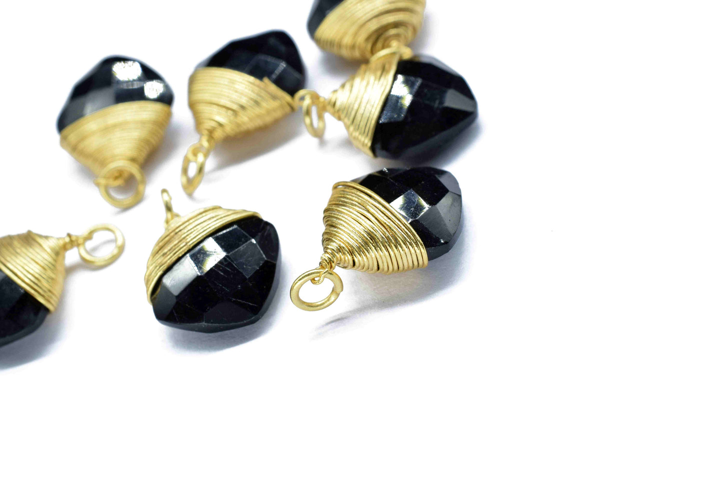 Black Onyx Square Faceted Connector,Gemstone Wire Wrapped Pendant,Loop Connector,Pendant Jewelry,Wire Wrapped Necklace,Black Onyx Jewelry