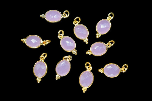 Rose Quartz 8x10mm oval Shape Pendant Jewelry/Rose Quartz Gold Plated Single Bail Connector jewelry/Rose Quartz Teardrop Charms,B'day Gift