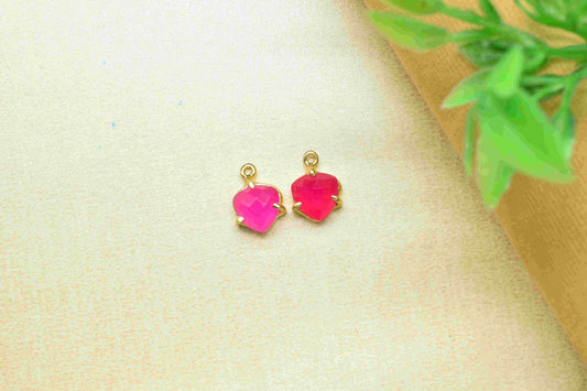 Pink chalcedony Gemstone 8mm Triangle Shape Connectors,Pink Quartz jewelry making charm,Pink Chalcedony Fuchsia,Chalcedony Single Bail Bezel