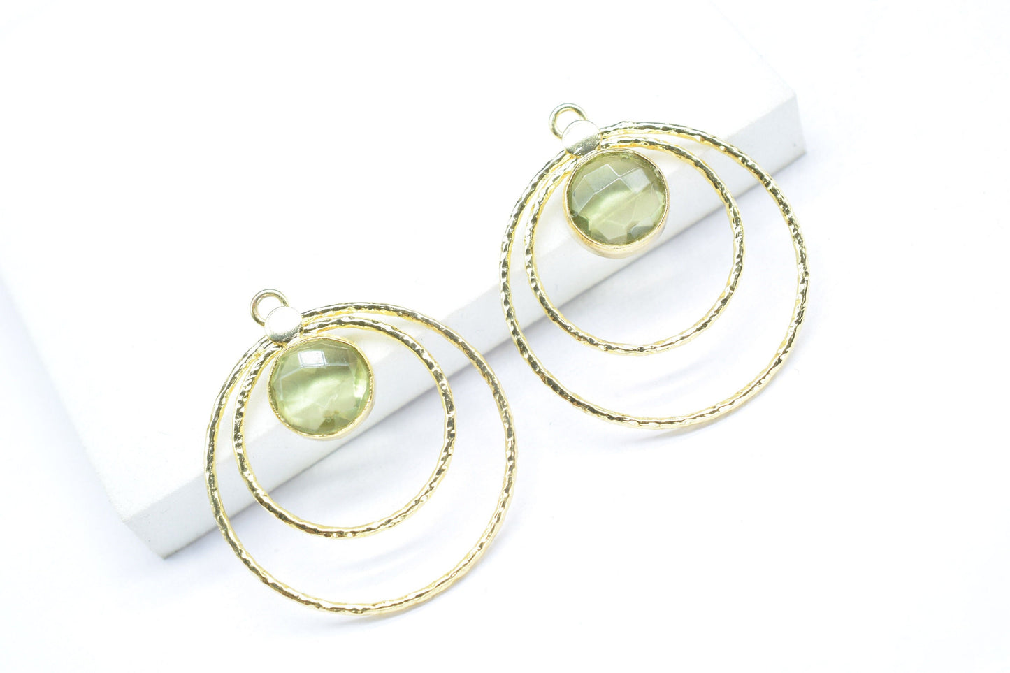 Green Amethyst Round Faceted Bezel Connector,Amethyst Single Bail Bezel Connectory,Green Gemstone Pendant,Handmade Jewelery,Amethyst Jewelry