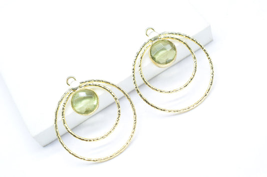 Green Amethyst Round Faceted Bezel Connector,Amethyst Single Bail Bezel Connectory,Green Gemstone Pendant,Handmade Jewelery,Amethyst Jewelry